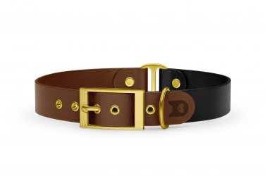Dog Collar Duo: Dark brown & Black with Gold