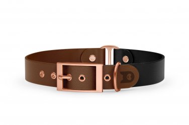 Dog Collar Duo: Dark brown & Black with Rosegold