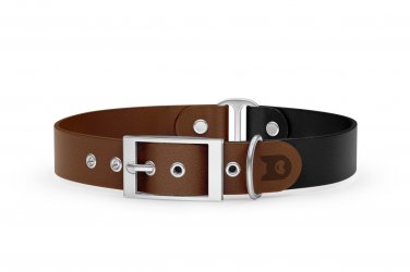 Dog Collar Duo: Dark brown & Black with Silver
