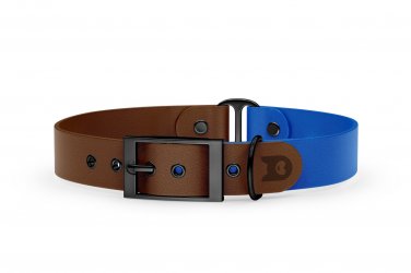 Dog Collar Duo: Dark brown & Blue with Black