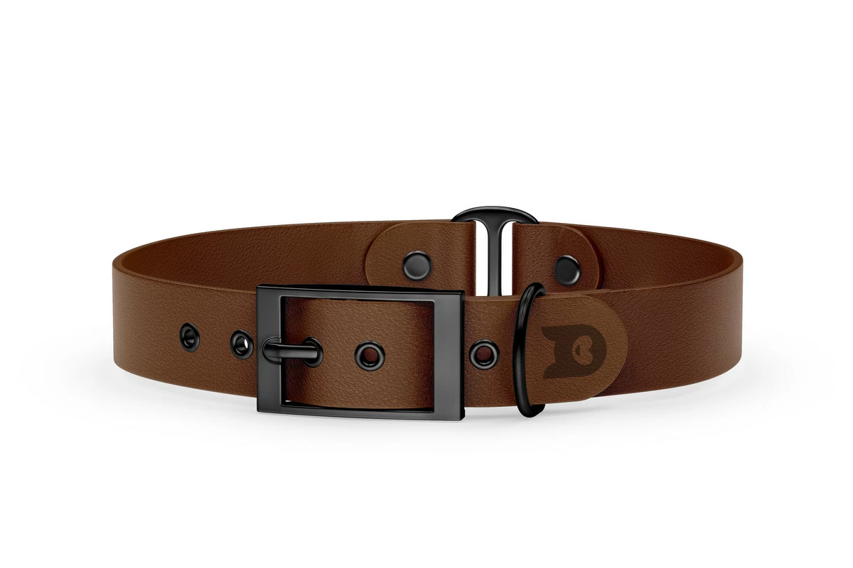 Dog Collar Duo: Dark brown & Dark brown with Black