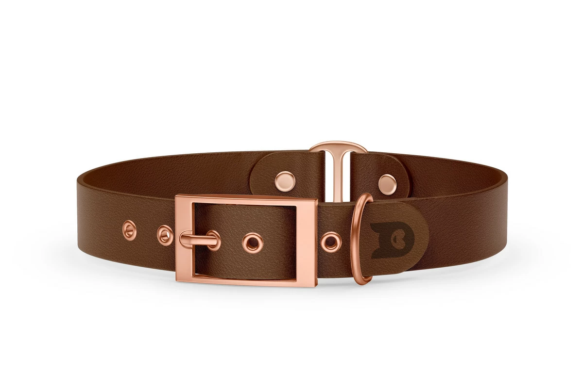 Dog Collar Duo: Dark brown & Dark brown with Rosegold