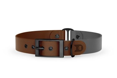 Dog Collar Duo: Dark brown & Gray with Black