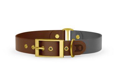 Dog Collar Duo: Dark brown & Gray with Gold