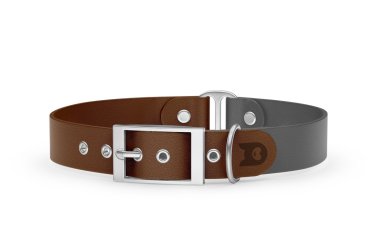 Dog Collar Duo: Dark brown & Gray with Silver