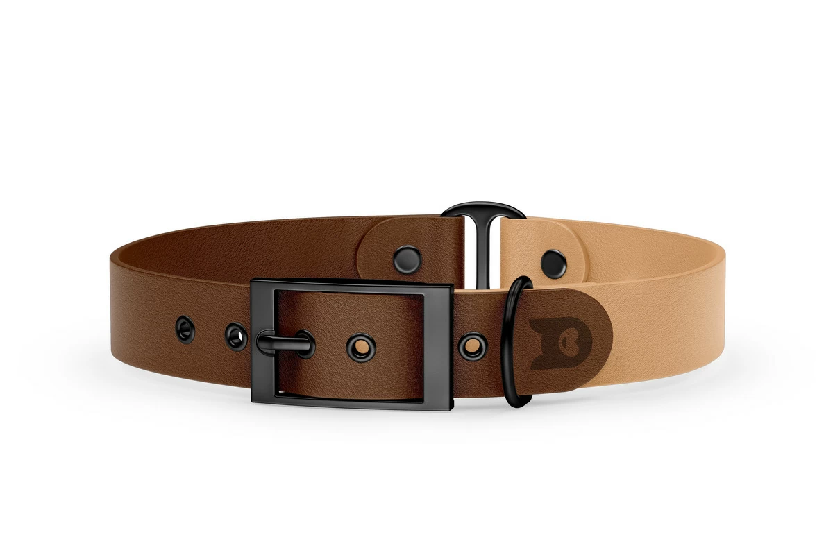 Dog Collar Duo: Dark brown & Light brown with Black