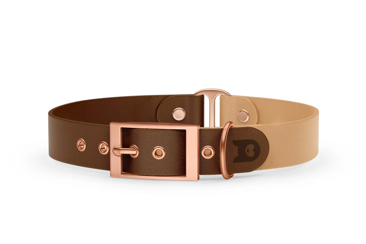 Dog Collar Duo: Dark brown & Light brown with Rosegold