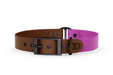 Dog Collar Duo: Dark brown & Light purple with Black
