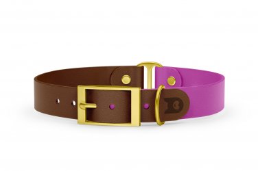 Dog Collar Duo: Dark brown & Light purple with Gold