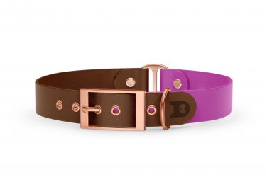 Dog Collar Duo: Dark brown & Light purple with Rosegold