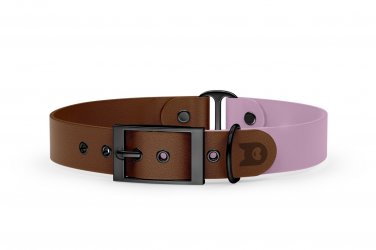 Dog Collar Duo: Dark brown & Lilac with Black