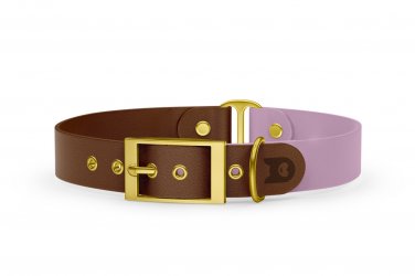 Dog Collar Duo: Dark brown & Lilac with Gold