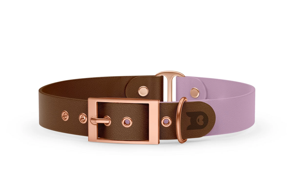 Dog Collar Duo: Dark brown & Lilac with Rosegold