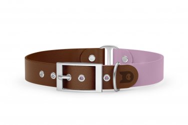 Dog Collar Duo: Dark brown & Lilac with Silver