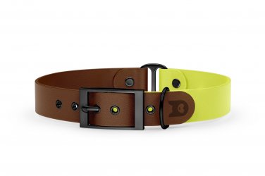 Dog Collar Duo: Dark brown & Neon yellow with Black