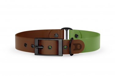 Dog Collar Duo: Dark brown & Olive with Black