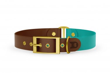 Dog Collar Duo: Dark brown & Pastel green with Gold