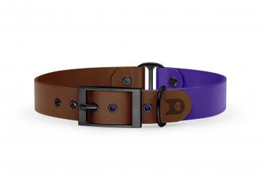 Dog Collar Duo: Dark brown & Purple with Black