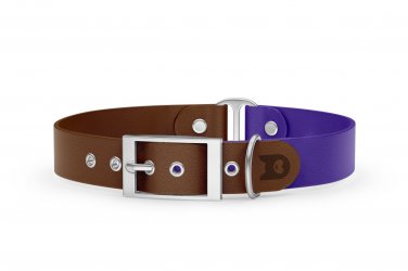 Dog Collar Duo: Dark brown & Purple with Silver