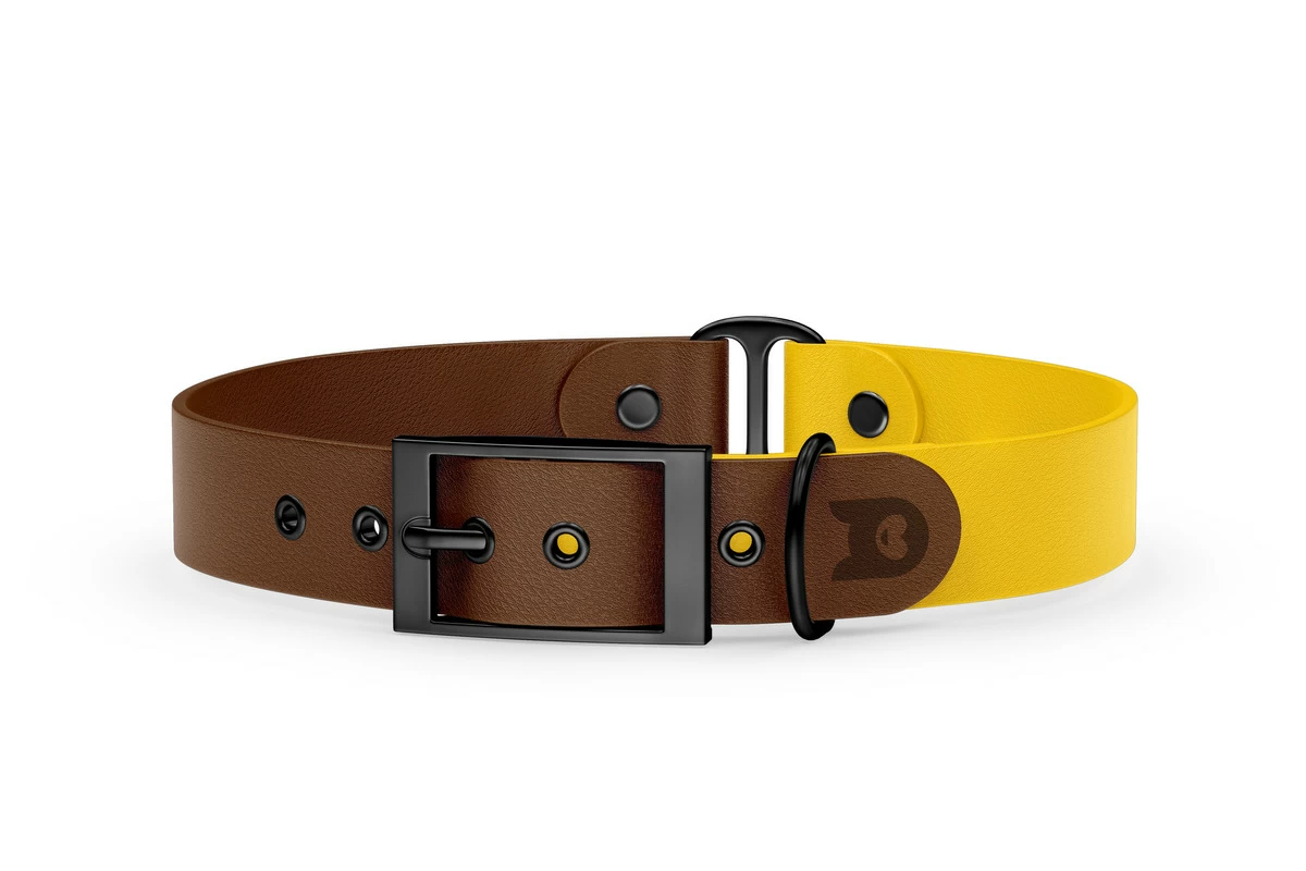 Dog Collar Duo: Dark brown & Yellow with Black