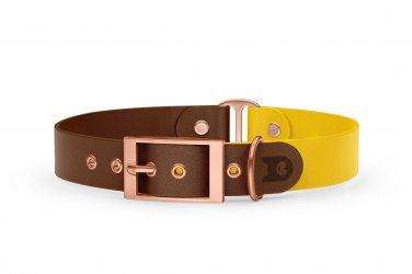 Dog Collar Duo: Dark brown & Yellow with Rosegold