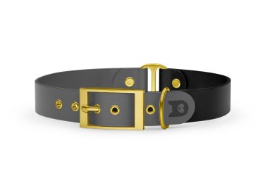 Dog Collar Duo: Gray & Black with Gold