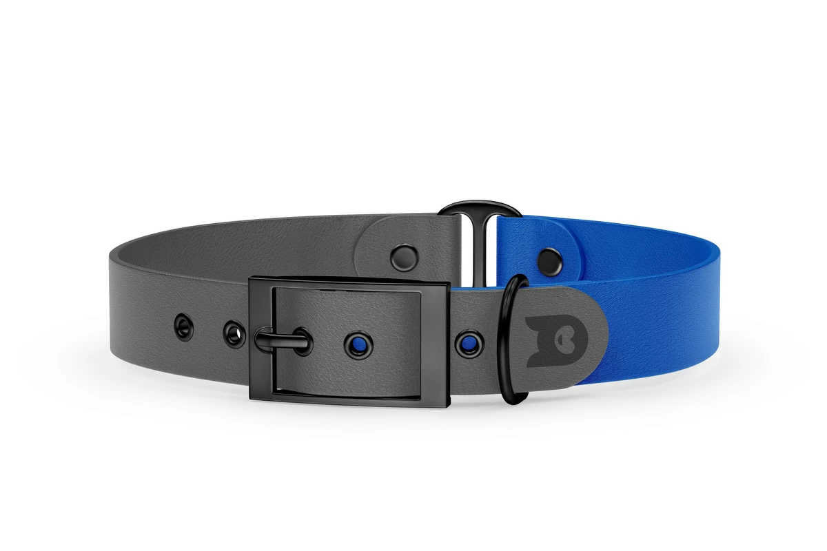 Dog Collar Duo: Gray & Blue with Black