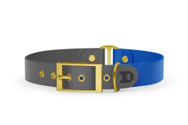 Dog Collar Duo: Gray & Blue with Gold