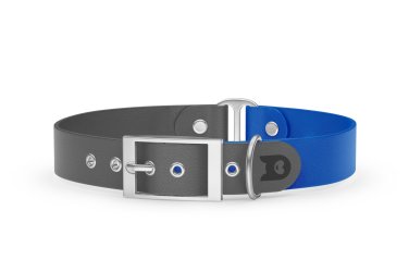 Dog Collar Duo: Gray & Blue with Silver