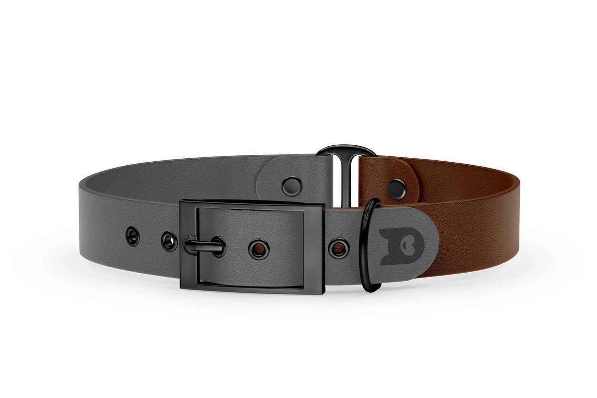 Dog Collar Duo: Gray & Dark brown with Black