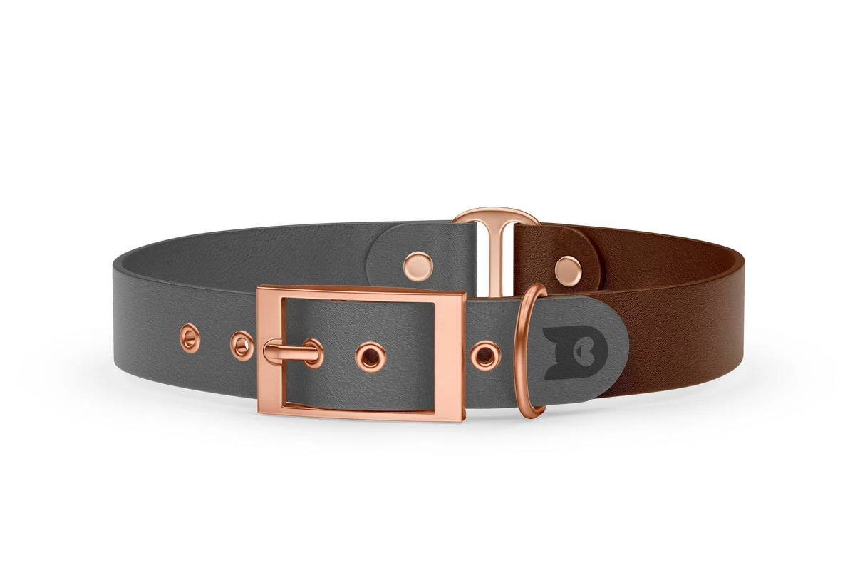 Dog Collar Duo: Gray & Dark brown with Rosegold