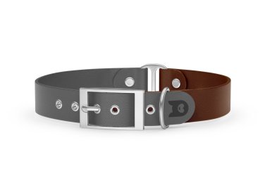 Dog Collar Duo: Gray & Dark brown with Silver
