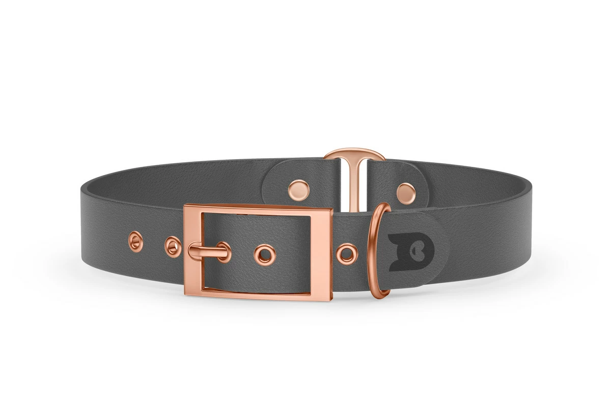 Dog Collar Duo: Gray & Gray with Rosegold