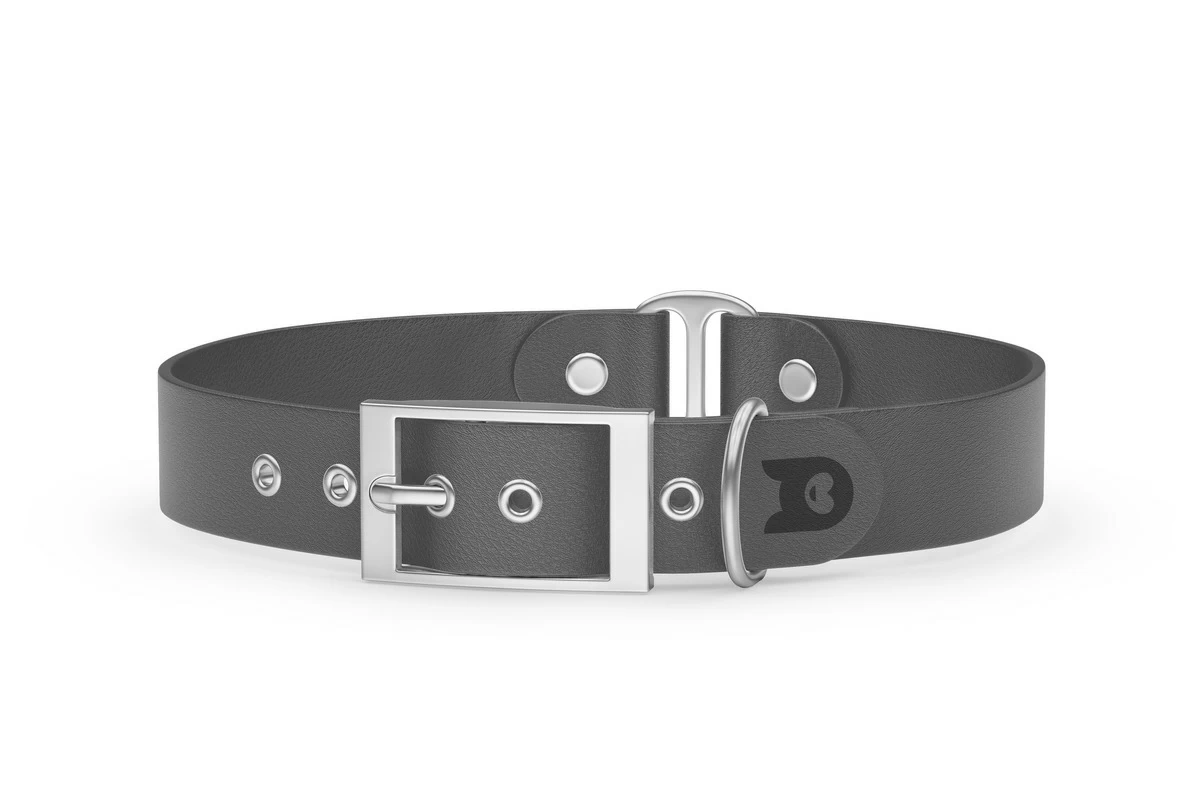 Dog Collar Duo: Gray & Gray with Silver