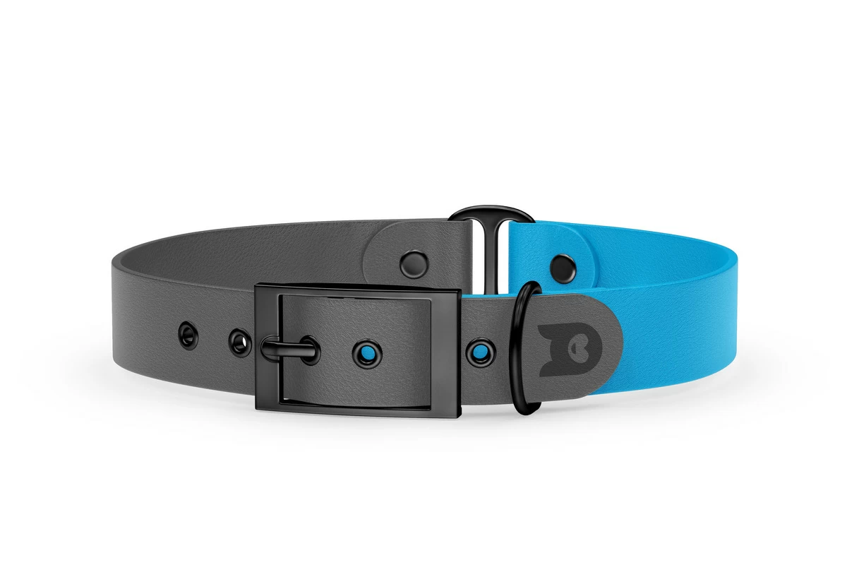 Dog Collar Duo: Gray & Light blue with Black