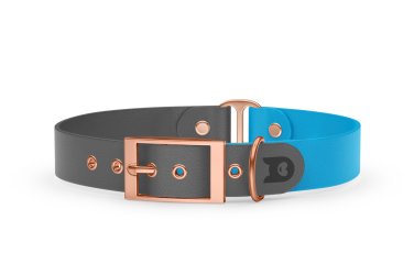 Dog Collar Duo: Gray & Light blue with Rosegold