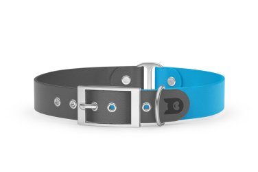 Dog Collar Duo: Gray & Light blue with Silver