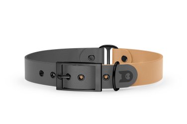 Dog Collar Duo: Gray & Light brown with Black