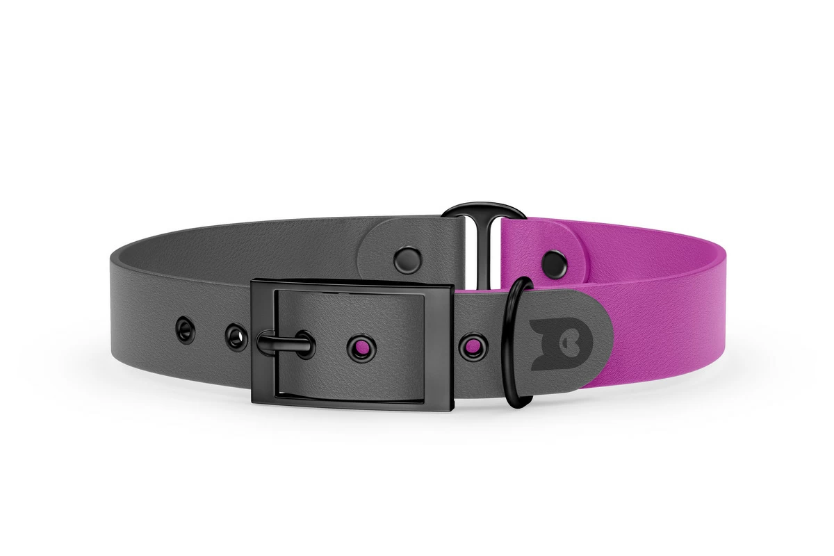 Dog Collar Duo: Gray & Light purple with Black
