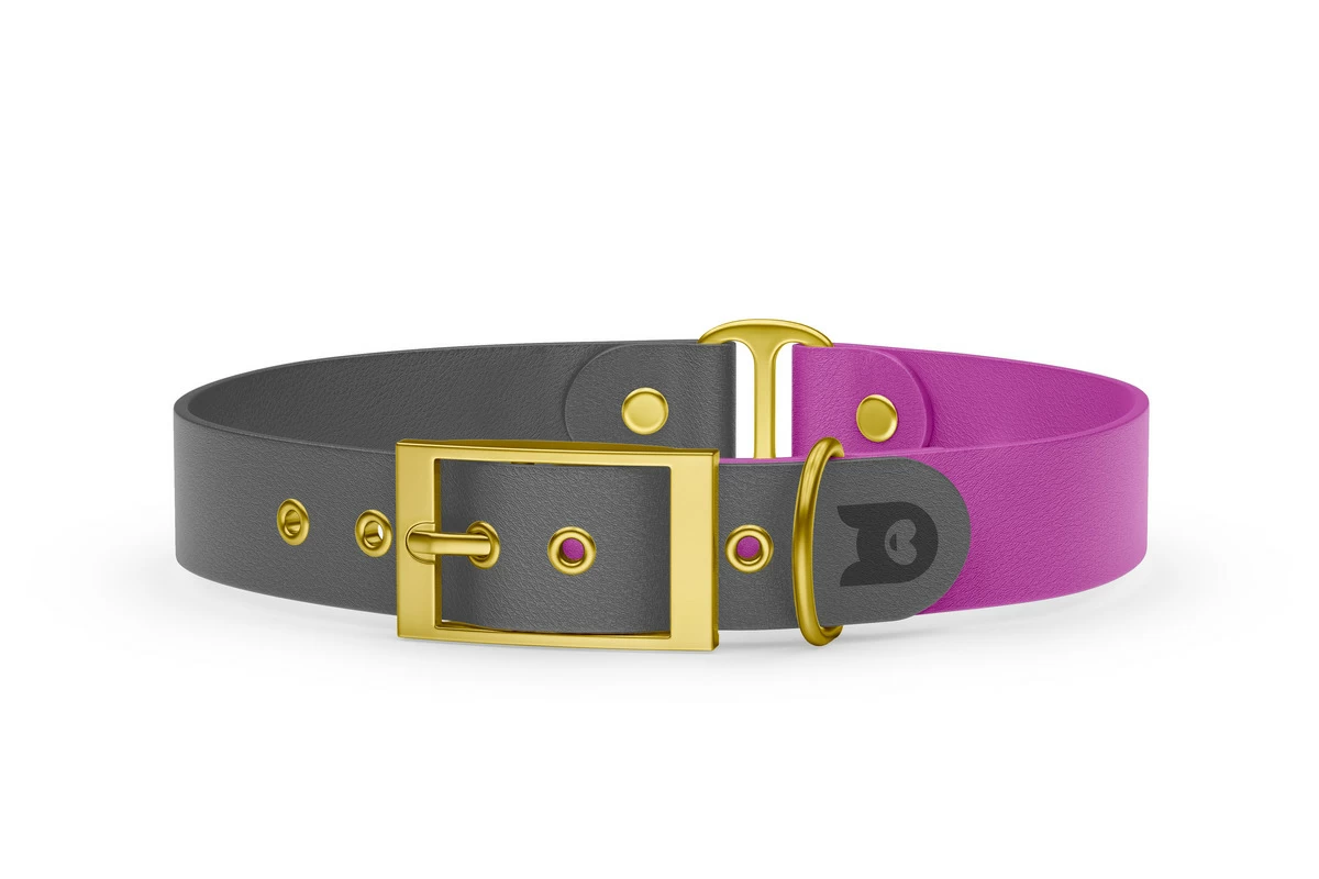 Dog Collar Duo: Gray & Light purple with Gold