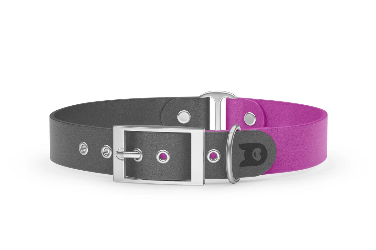 Dog Collar Duo: Gray & Light purple with Silver