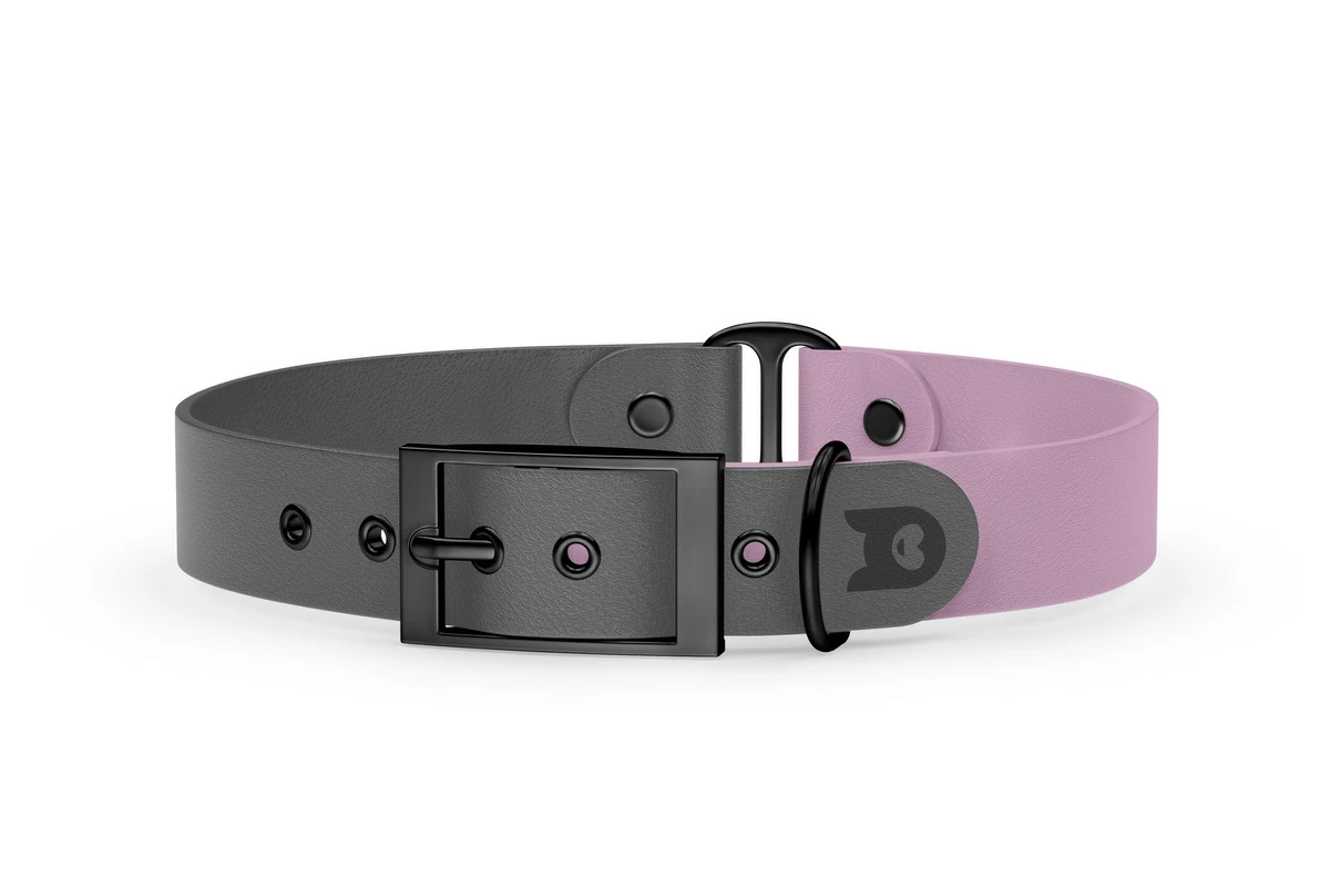 Dog Collar Duo: Gray & Lilac with Black