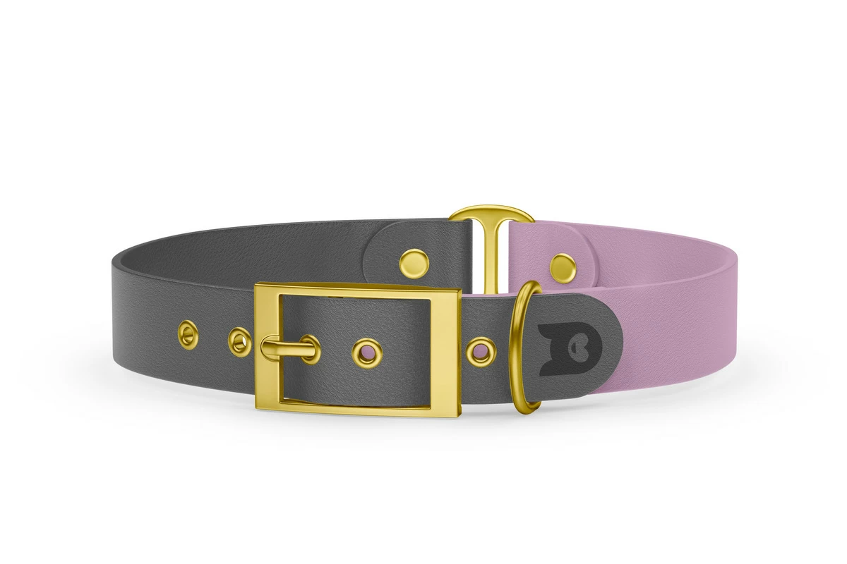 Dog Collar Duo: Gray & Lilac with Gold