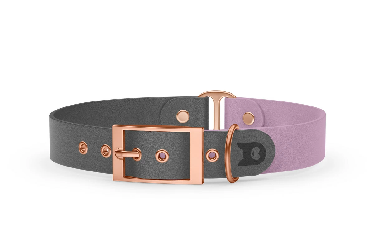 Dog Collar Duo: Gray & Lilac with Rosegold