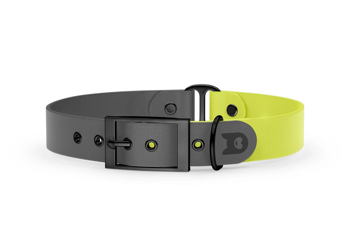 Dog Collar Duo: Gray & Neon yellow with Black