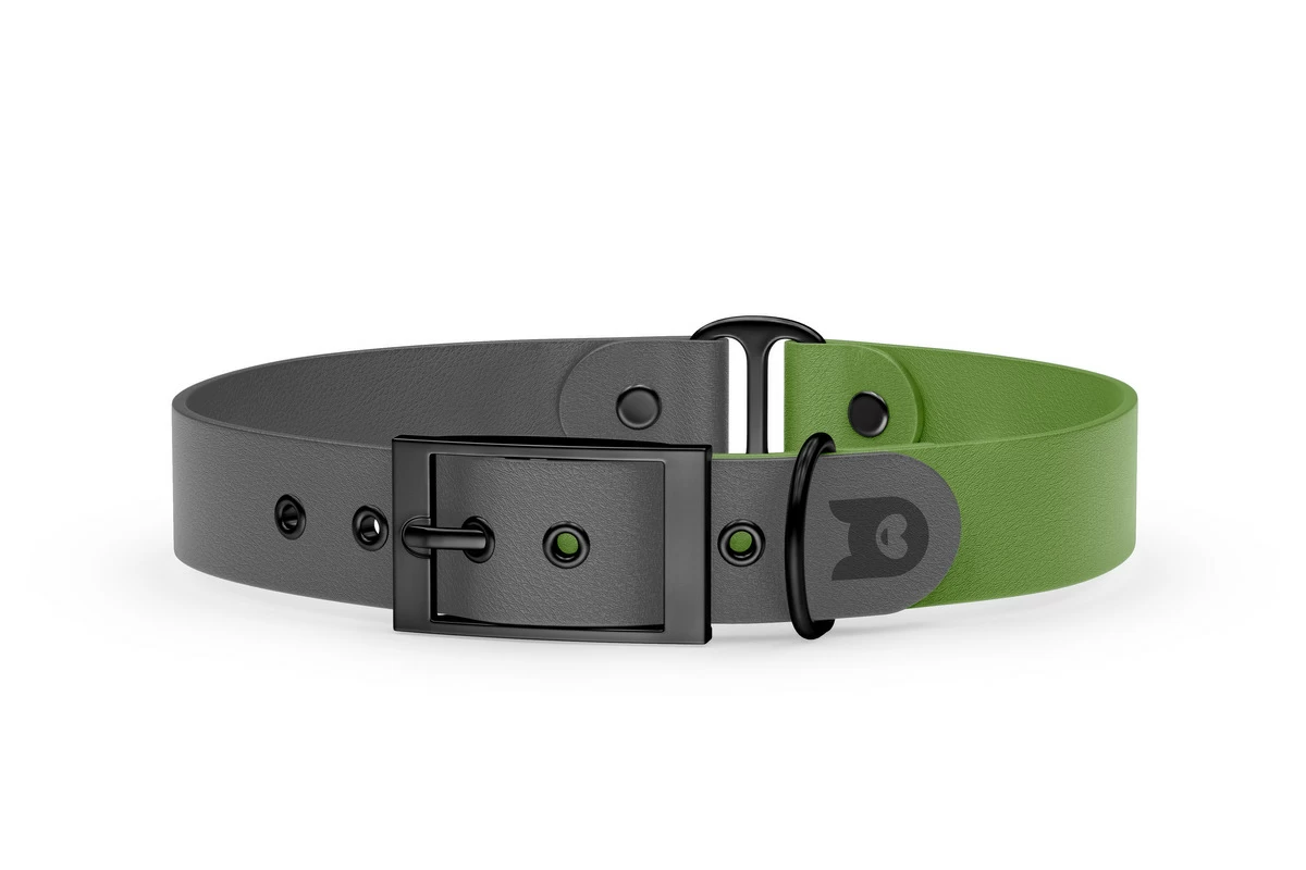 Dog Collar Duo: Gray & Olive with Black