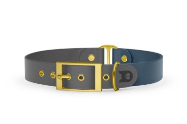 Dog Collar Duo: Gray & Petrol with Gold