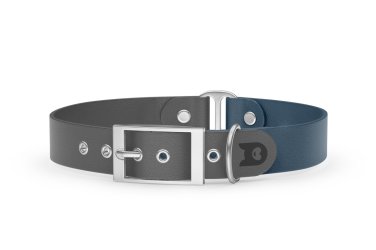 Dog Collar Duo: Gray & Petrol with Silver