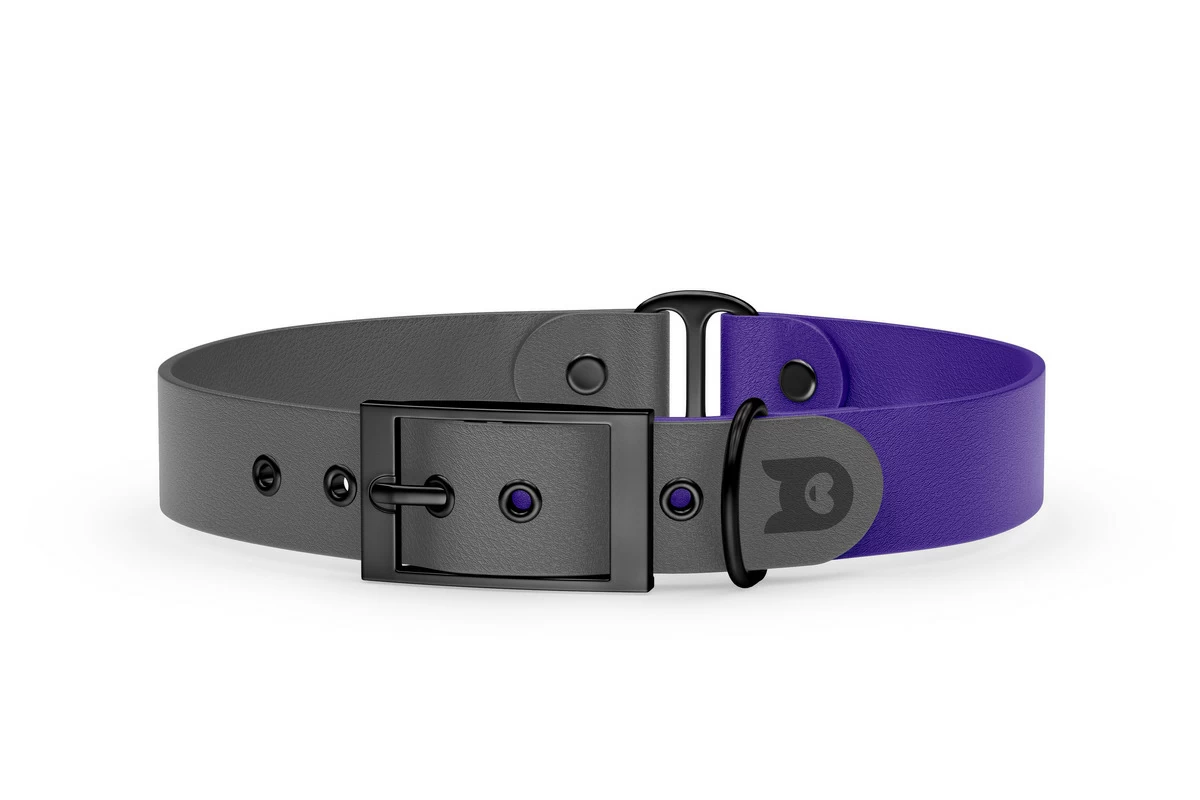 Dog Collar Duo: Gray & Purple with Black