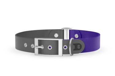 Dog Collar Duo: Gray & Purple with Silver
